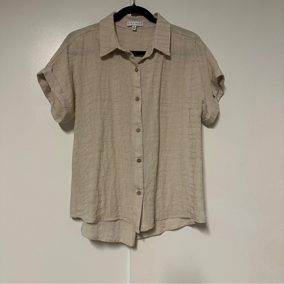 Miou Muse linen blend button up shirt Size Medium - Picture 1 of 7